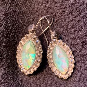 Silver/blue gemstone earrings